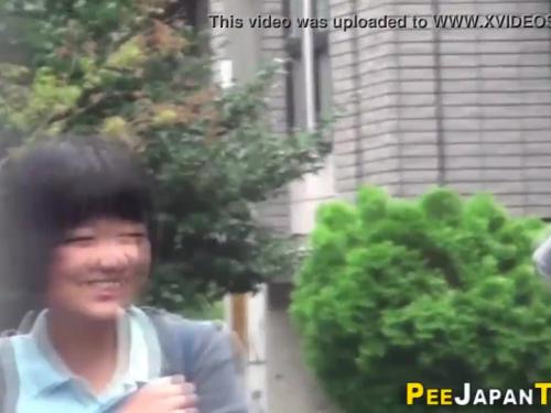 Teen asians pee outdoors and receive on spied